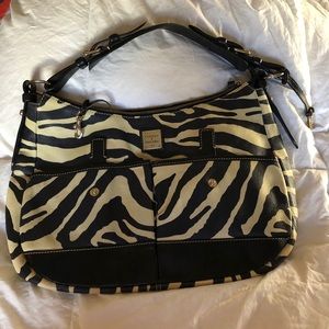 Dooney And Bourke Zebra Print Leather Purse Bag